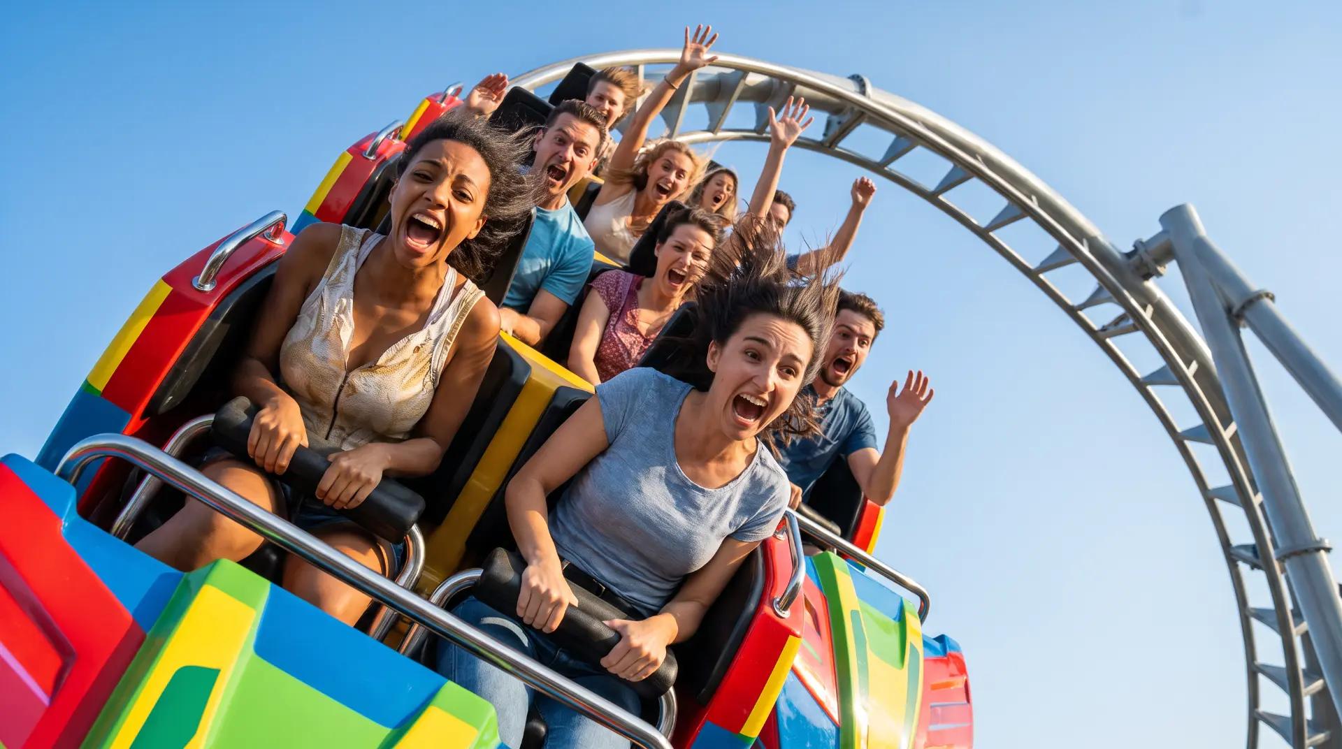 Guests screaming with joy on a Disney roller coaster